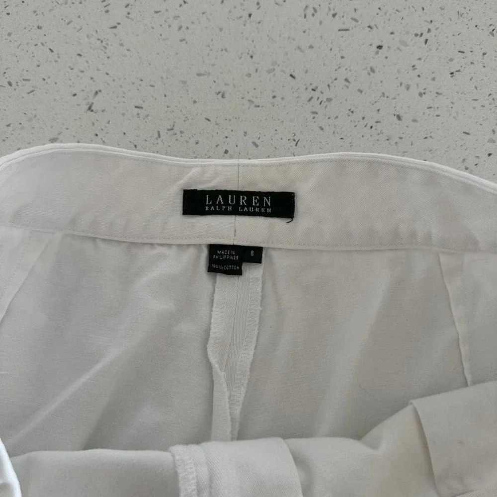 Lauren Ralph Lauren White Cotton Bermuda Shorts Womens Size 8 Preppy Summer - Picture 2 of 8